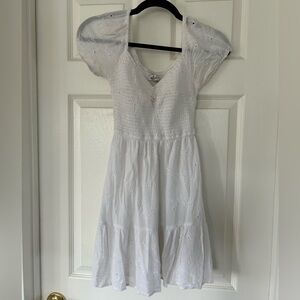 Hollister White Hallowed-Out Embroidered dress
